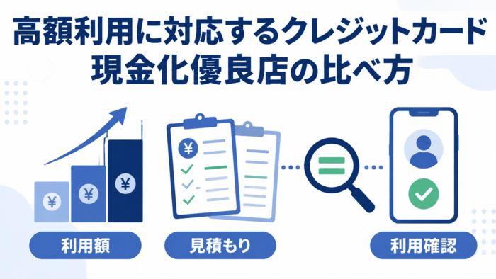 高額利用に対応するクレジットカード現金化優良店の比べ方。利用額別の換金率と最終受取額を同じ金額で比較する