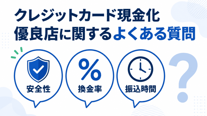 クレジットカード現金化優良店に関するよくある質問。換金率、振込時間、土日対応、本人確認、キャンセル