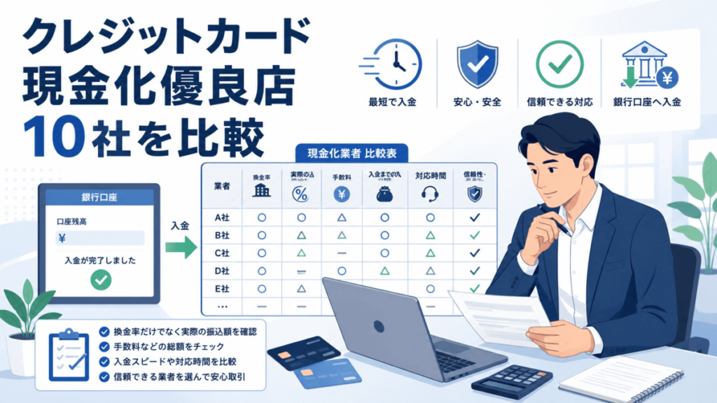 クレジットカード現金化優良店10社を比較して選び方を解説
