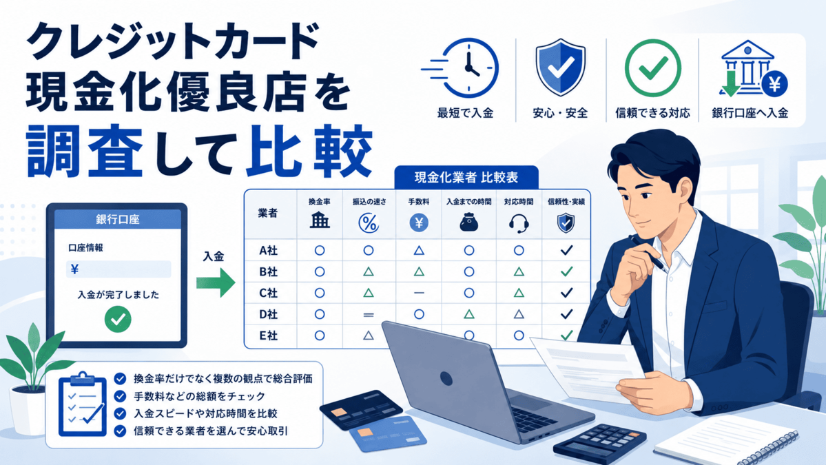 クレジットカード現金化優良店23社を調査して比較しました